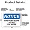 Signmission Fire Pump Room Do Not Use Water OSHA Notice Sign, Plastic, 24in W x 18in L, 2PK OS-2PACK-NS-P-1824-L-12636 - alternate 2